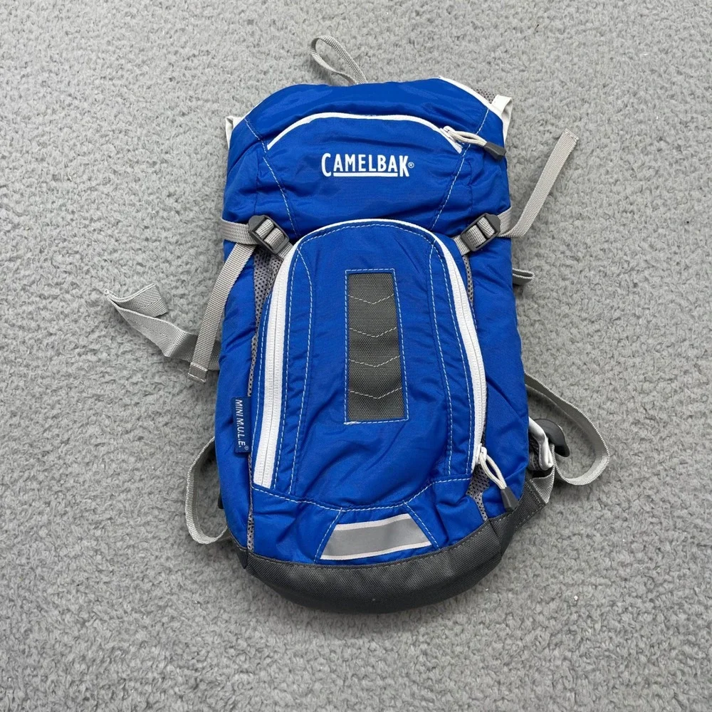CamelBak Mini M.U.L.E. Kids Blue Grey Hydration Backpack Hiking Bag No Bladder